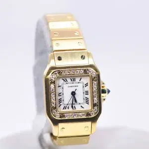 Cartier Santos Galbée Watch 23.5mm 18k Gold Factory Diamond