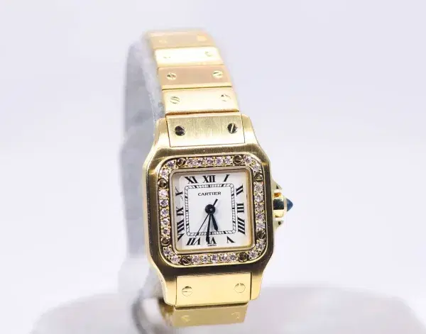 Cartier Santos Galbée Watch 23.5mm 18k Gold Factory Diamond