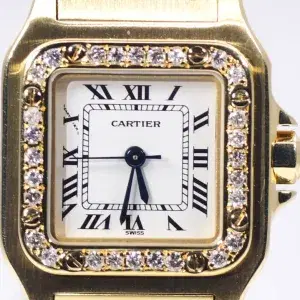 Cartier Santos Galbée Watch 23.5mm 18k Gold Factory Diamond