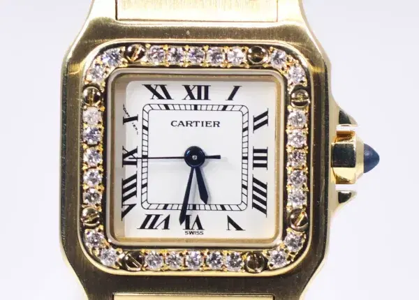 Cartier Santos Galbée Watch 23.5mm 18k Gold Factory Diamond