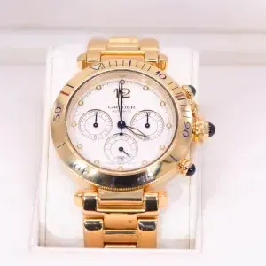 Cartier Pasha 38mm Chronograph Automatic 18k Gold Watch