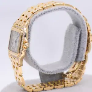 Cartier Panthere Watch 22mm Factory Diamond Pave 18k Yellow Gold