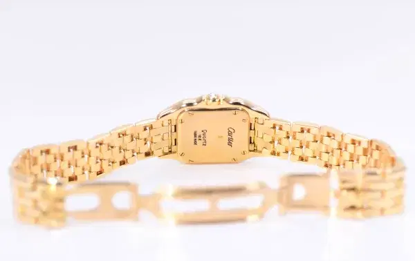 Cartier Panthere Watch 22mm Factory Diamond Pave 18k Yellow Gold