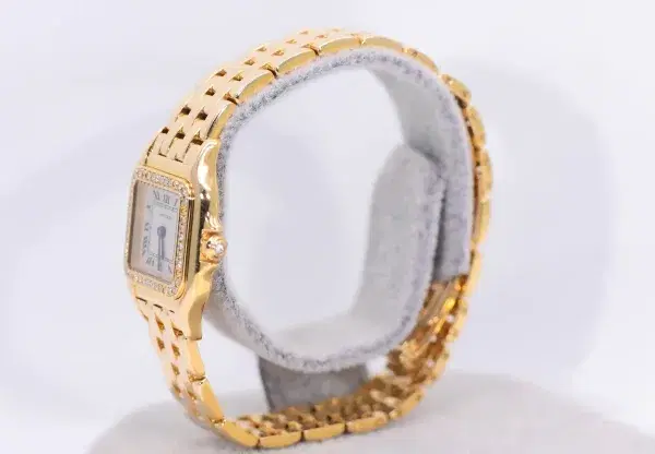 Cartier Panthere Watch 22mm Factory Diamond Pave 18k Yellow Gold