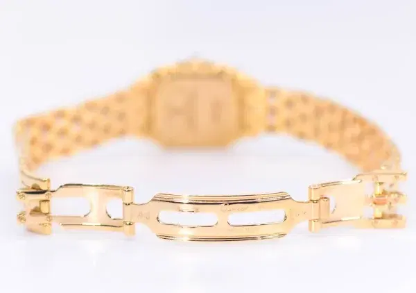 Cartier Panthere Watch 22mm Factory Diamond Pave 18k Yellow Gold