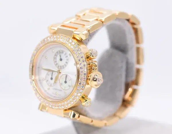 Cartier Pasha 36mm Factory Diamonds 18k Gold Watch