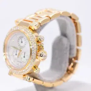 Cartier Pasha 36mm Factory Diamonds 18k Gold Watch