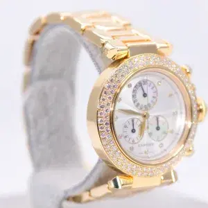 Cartier Pasha 36mm Factory Diamonds 18k Gold Watch