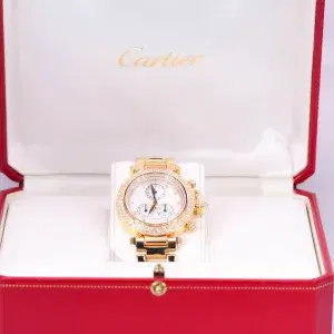 Cartier Pasha 36mm Factory Diamonds 18k Gold Watch