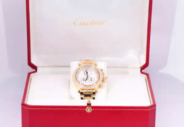 Cartier Pasha 36mm Factory Diamonds 18k Gold Watch