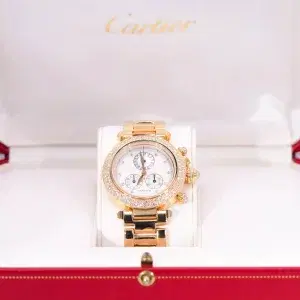 Cartier Pasha 36mm Factory Diamonds 18k Gold Watch