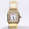 Cartier Santos Galbée Watch 23.5mm 18k Gold Factory Diamond