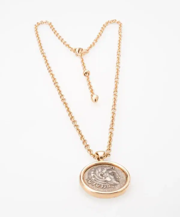 Bvlgari Monete Antique Coin Long Necklace in 18k Rose Gold and Antique Silver Coin