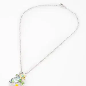 DIOR “Diorette”“Les jardin de Milly” Pendant Necklace 18k Gold Enamel Aquamarine