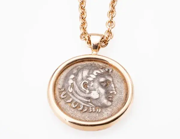 Bvlgari Monete Antique Coin Long Necklace in 18k Rose Gold and Antique Silver Coin