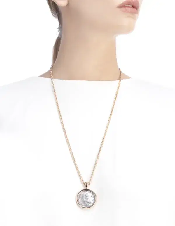 Bvlgari Monete Antique Coin Long Necklace in 18k Rose Gold and Antique Silver Coin