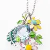 DIOR “Diorette”“Les jardin de Milly” Pendant Necklace 18k Gold Enamel Aquamarine