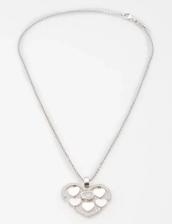 Chopard Amore Hearts Pendant Necklace 18k White Gold